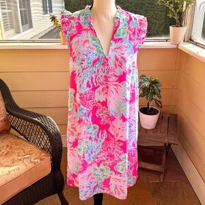 LILLY PULITZER CALLY SOFT SHIFT DRESS  PROSECCO PINK SEAING THINGS - Size 8